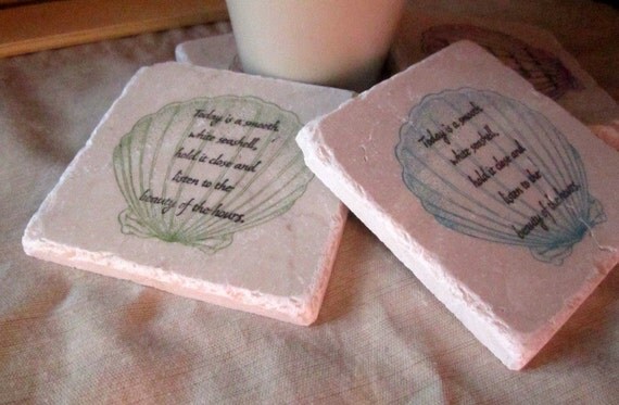 Seashell Coasters, Set of 4, Ready to Ship