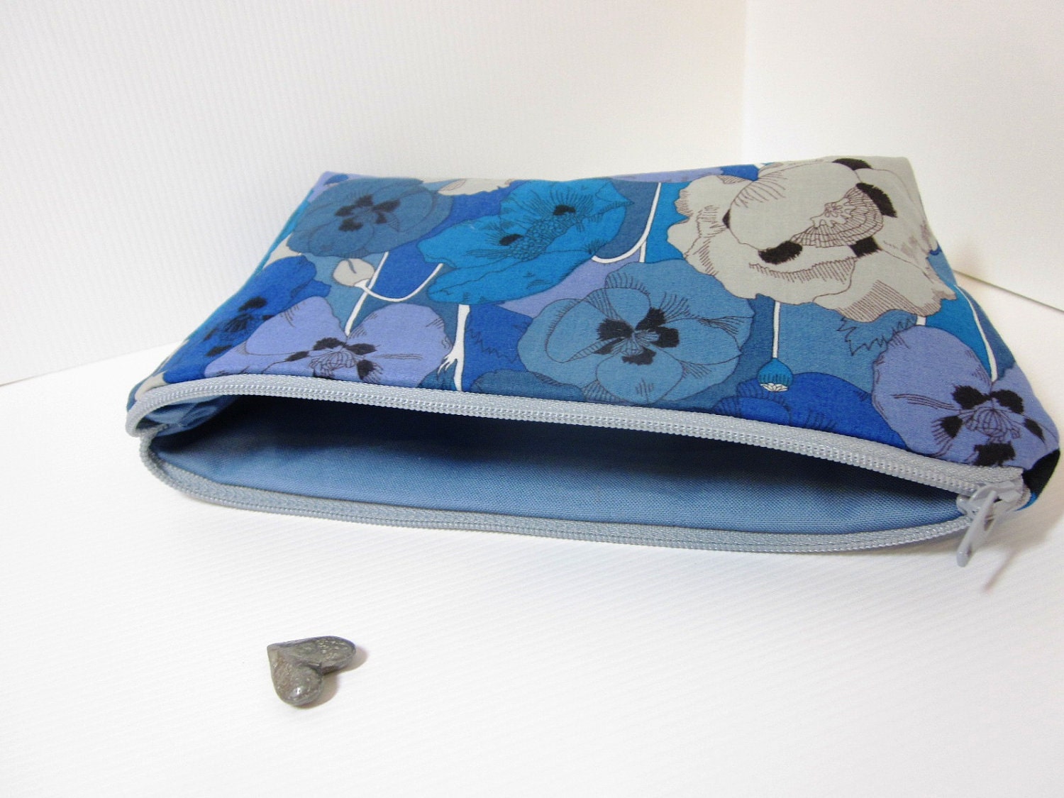 Medium Cotton Cosmetic Pouch - Blue Poppies Liberty of London