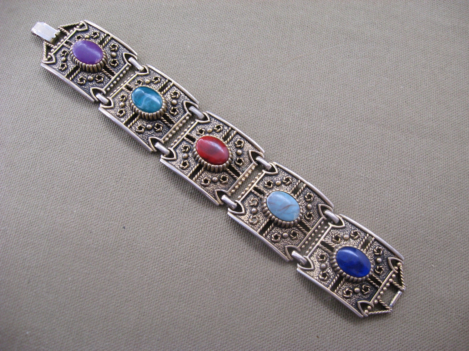 Sarah Coventry Vintage Cabochon Bracelet Multi Color
