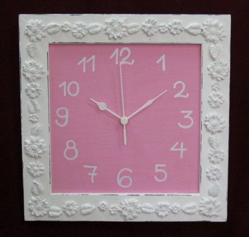 Cream & pink Shabby Chic Wall Clock Cream & pink Shabby Chic Wall Clock