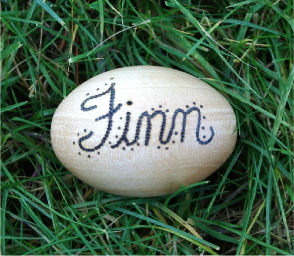 Personalized Wooden Easter Egg, Name and DOT DESIGN