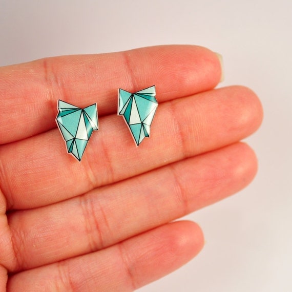 Emerald Green Geode Post Earrings - Hypoallergenic Surgical Stainless Steel Posts