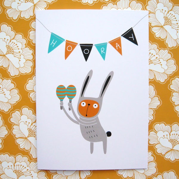 Happy Bunny  - Greetings Card
