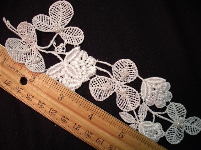Dress It Up -  Vintage Beaded Pearl White Wedding  Appliques - Collar - 1 Set (Q)