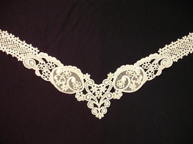 Dress It Up - Vintage Beaded Pearl and Sequin Ivory Wedding  Applique Yoke Collar (S)