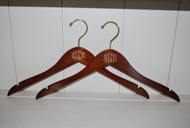 SET OF TWO Personalized Wedding Dress Hanger - Engraved