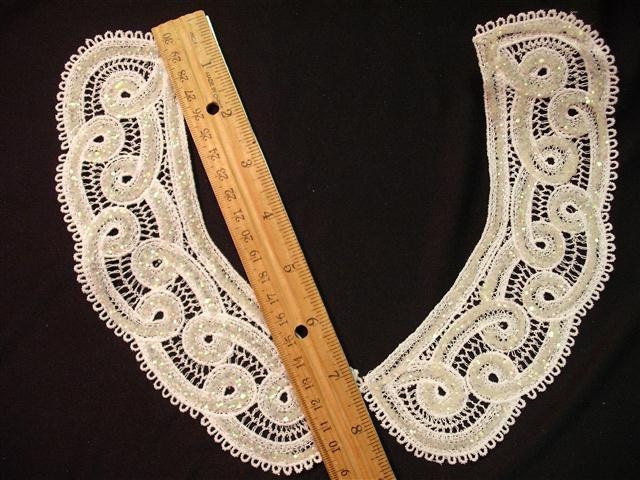 Dress It Up -  Vintage Glitter Sparklel White Wedding  Appliques - Collar - 1 Set (U)