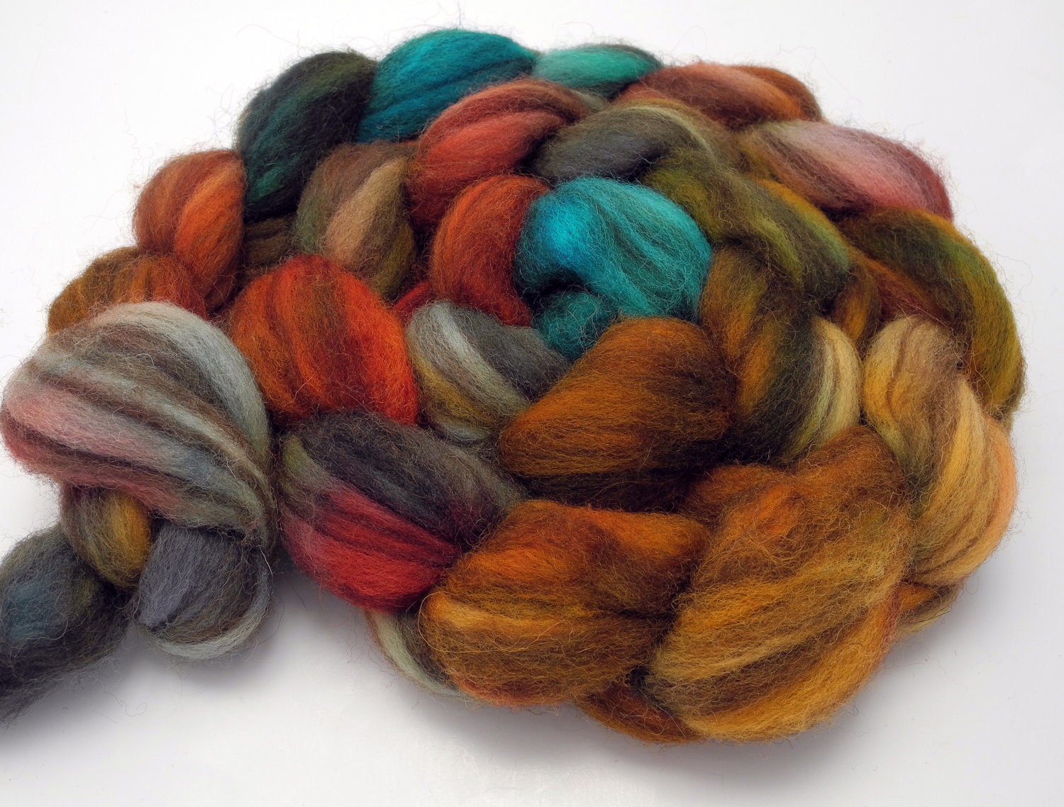 Mixed Shetland Wool Hand Dyed Spinning Fiber - Roving