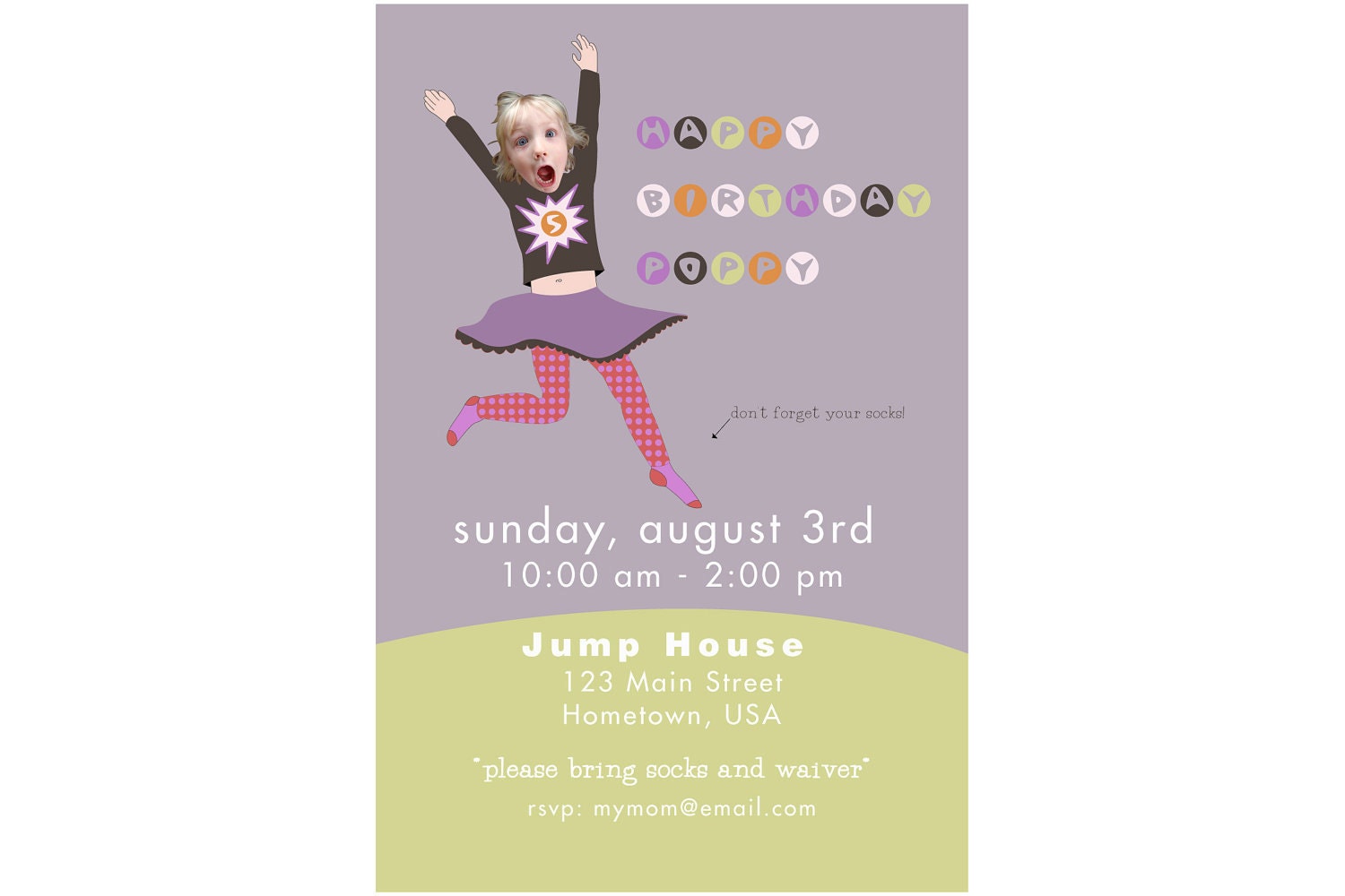 Jumpy House Birthday Party Invitation For Girls - Custom Made For You