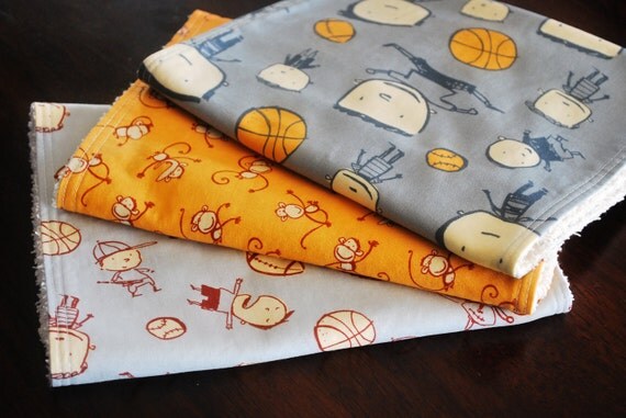 Terry cloth burp cloths - baby boy