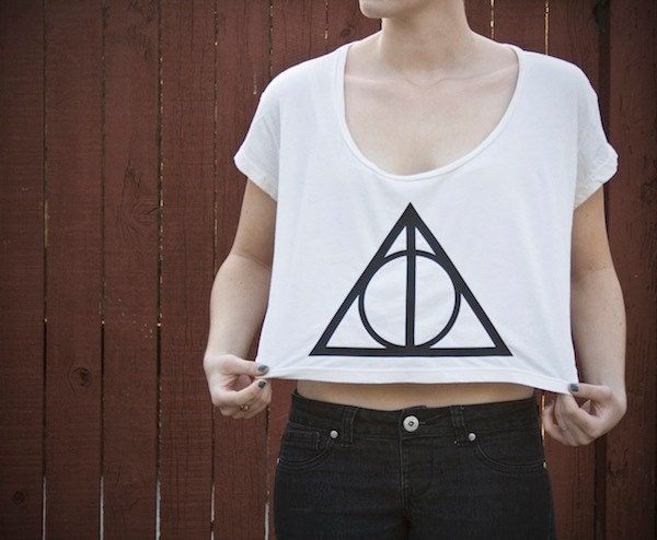 Deathly Hallows Loose Crop Tee - Harry Potter - One Size - Made to Order
