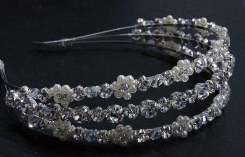 Triple Wedding Headband Bridal Headbands 3 Rows of Diamante Stones 