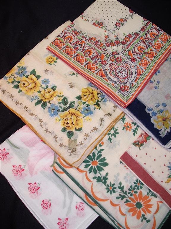 Handkerchiefs Hankies - Vintage Assortment of 6  - Floral - (G) - Hanky Panky