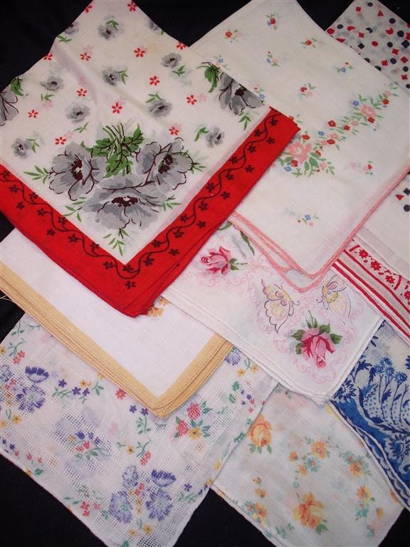 Handkerchiefs Hankies - Vintage Assortment of 9 - (N) - Hanky Panky