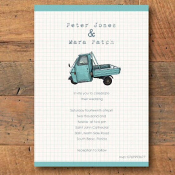 Wedding Invitation and save the date Printable file PDF Cool teal Italian