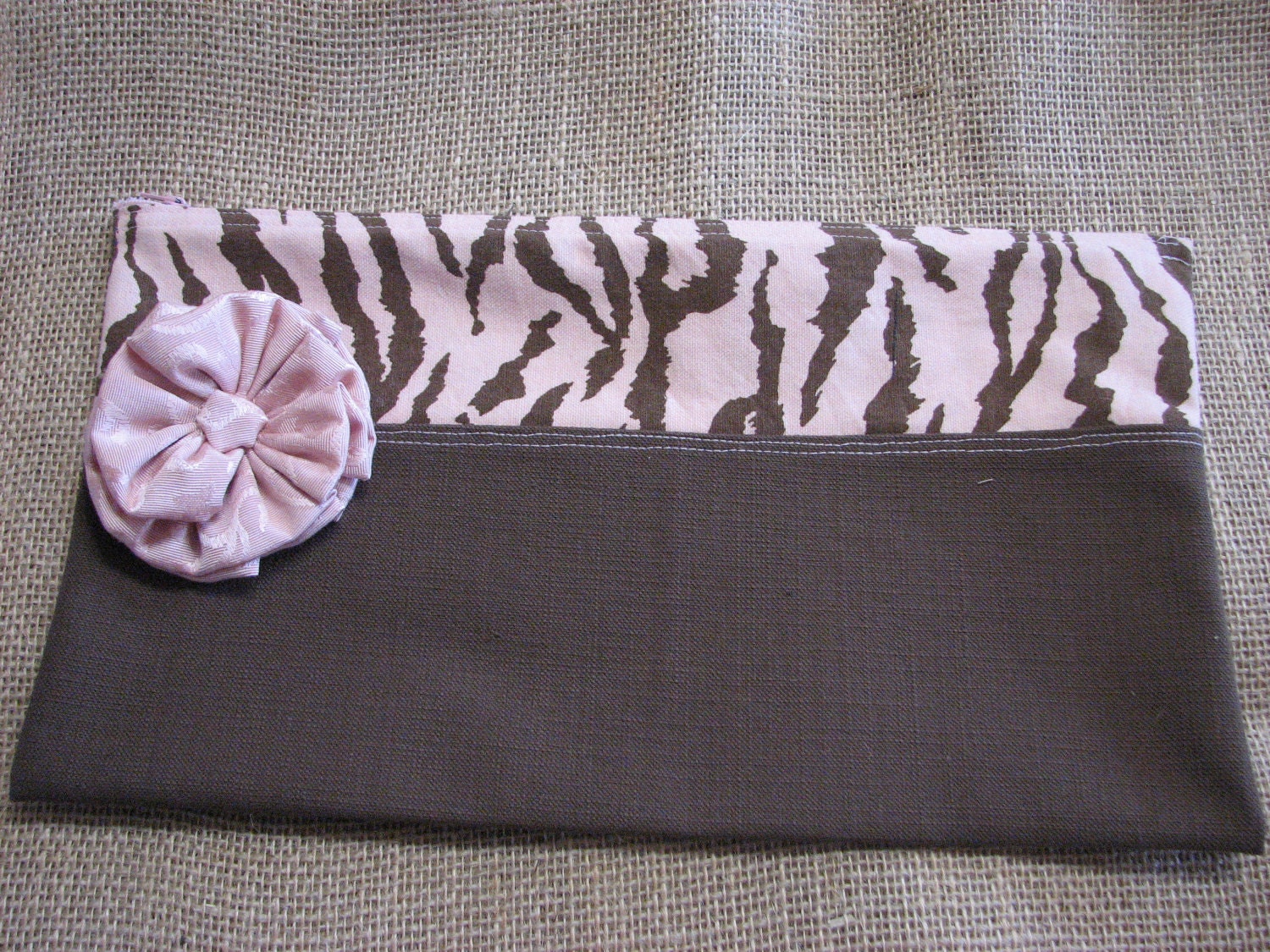 Pink Zebra Stripe Zipper Pouch