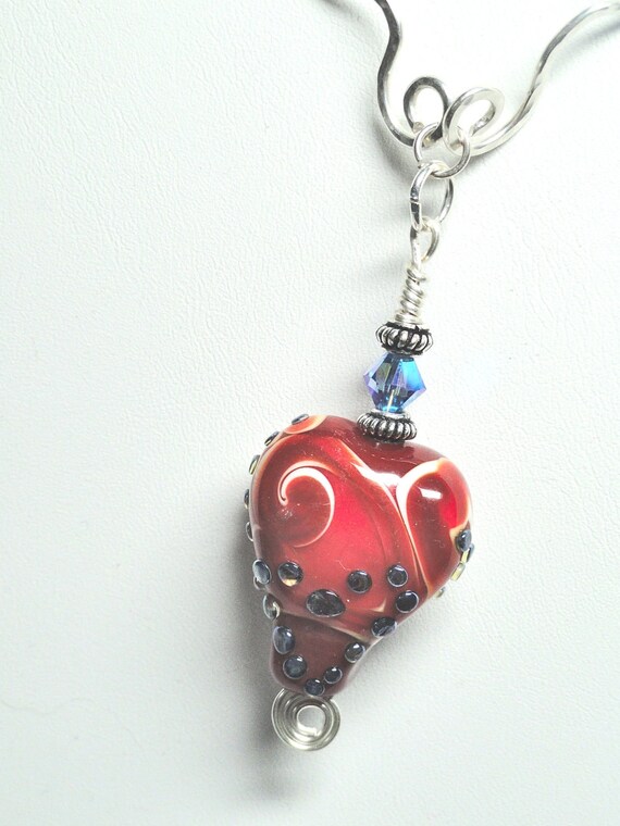 Be My Valentine Red Heart Lampwork Necklace