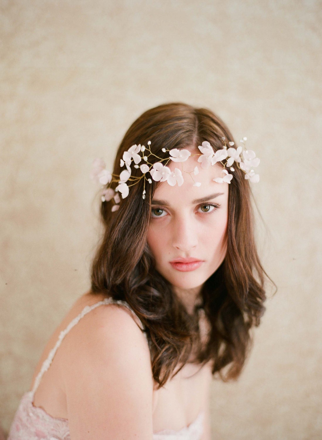 Bridal silk flower blossom halo - Blushing floral crown - Style 207 - Made to Order