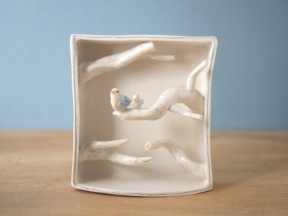 birds. porcelain box sculpture