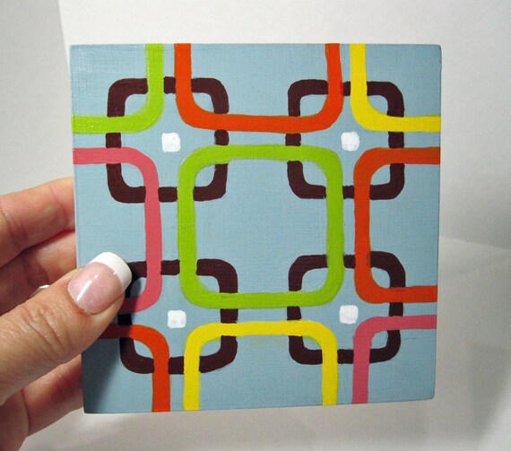 Hand Painted Modern Squares Original Hand Painted Art Blocks