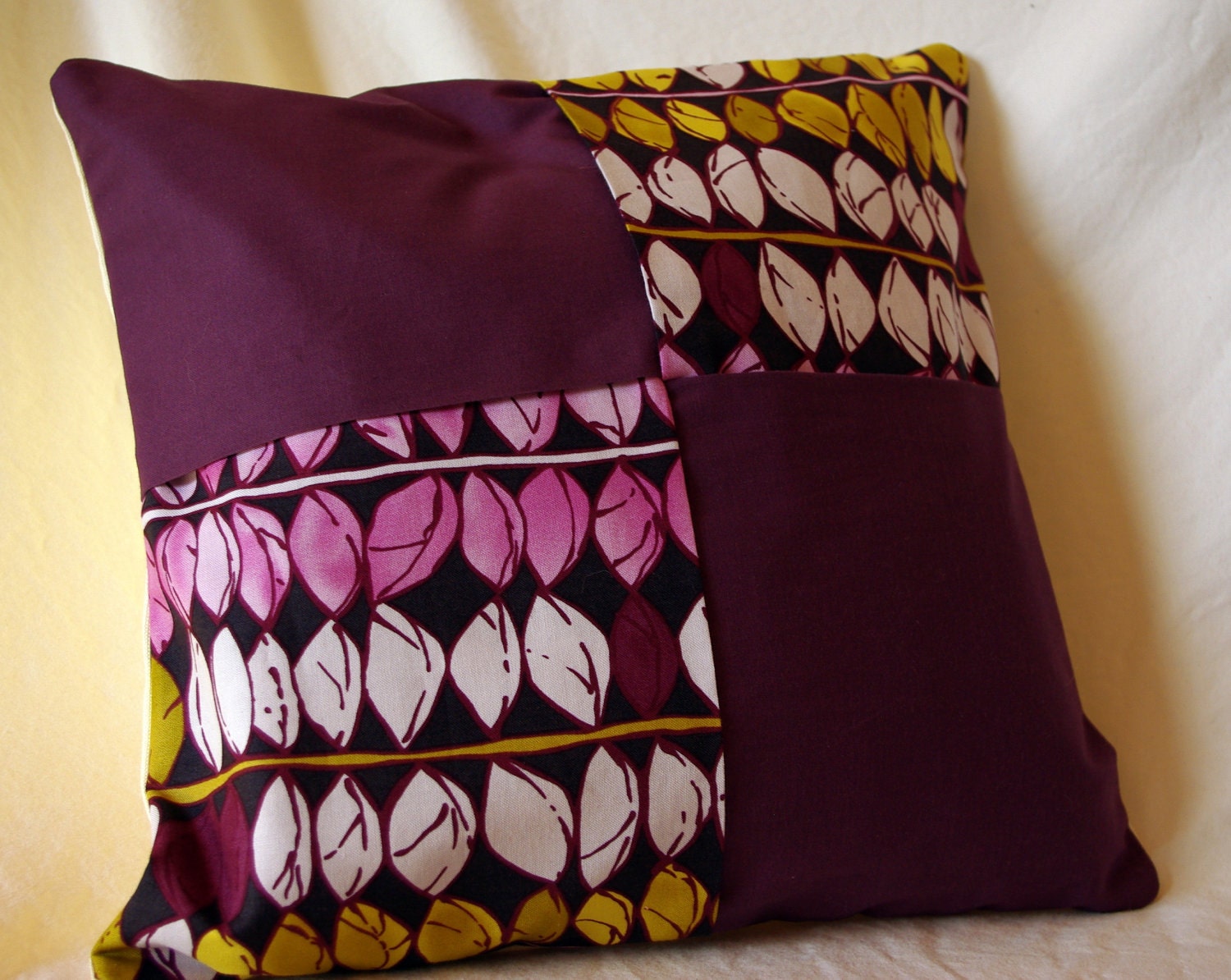 Throw Pillow Cover -- Purple Leaves