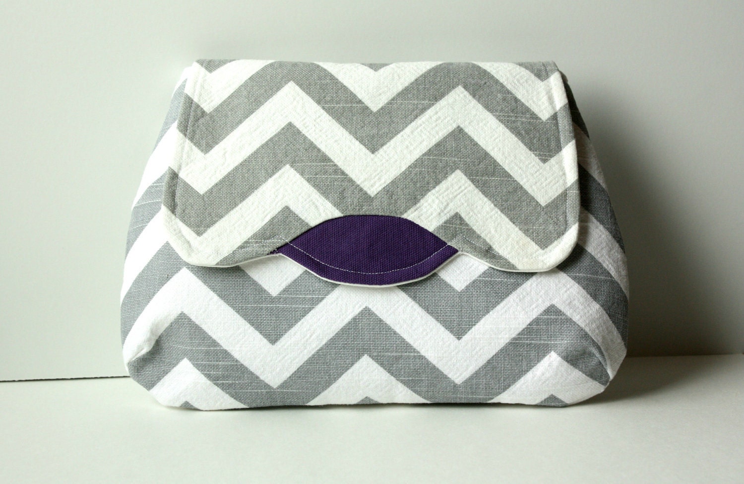 Luna Clutch grey chevron and purple