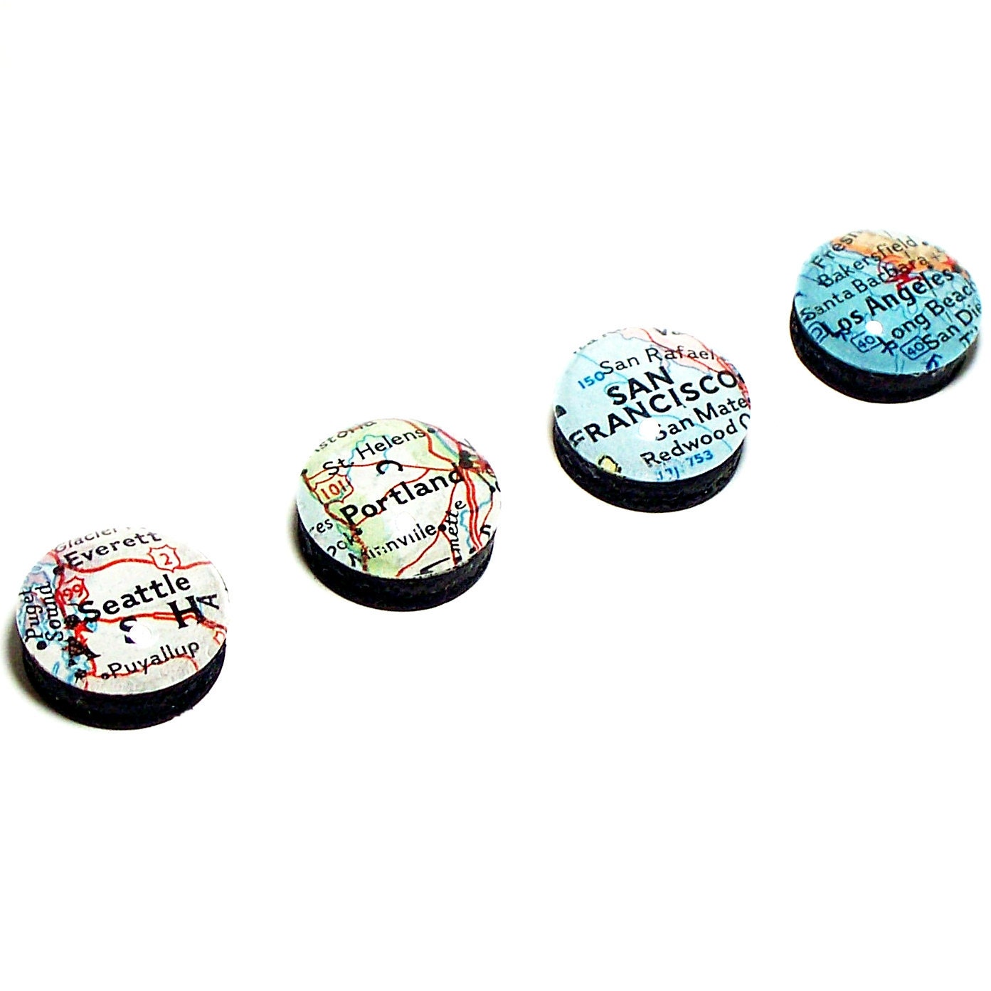 Set of Four. Custom Map Magnets. You Select Locations. Anywhere In The World. Super Strong
