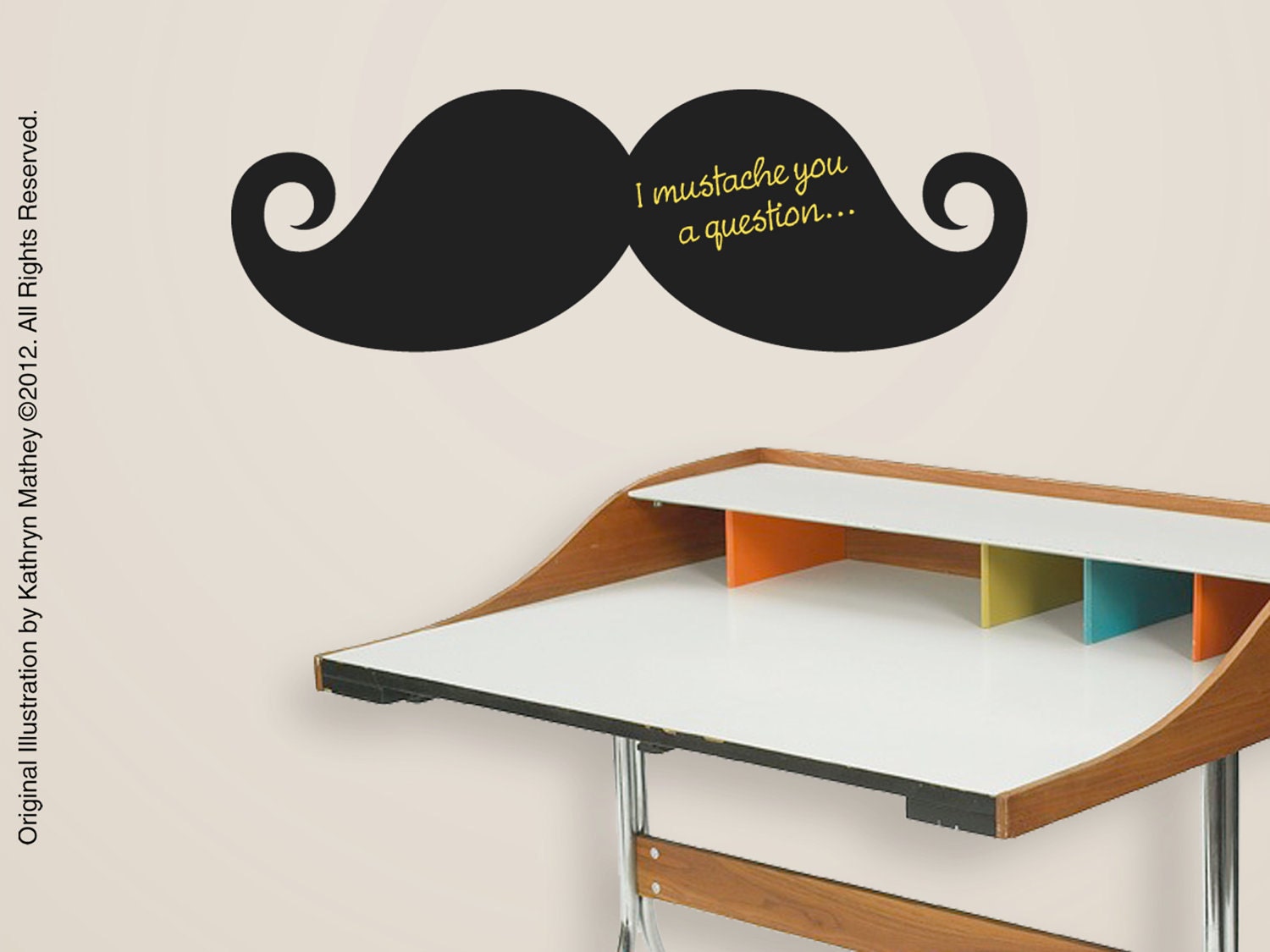 Mustache Chalkboard Decal - Peel and Stick - FREE SHIP