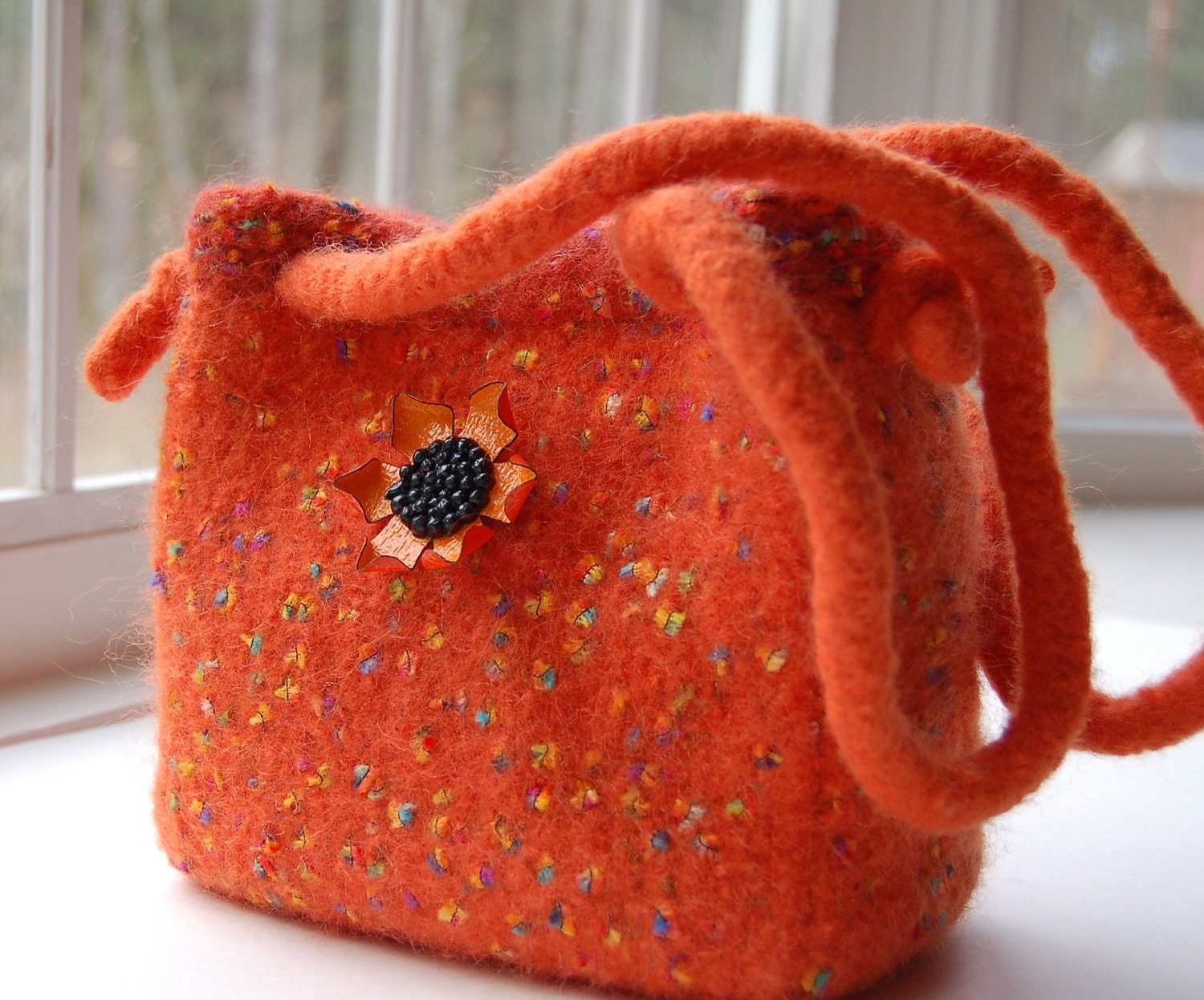 felted wool bag purse tangerine tango
