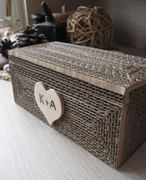 Personalized Shabby Chic wedding card box love heart vintage rustic unique