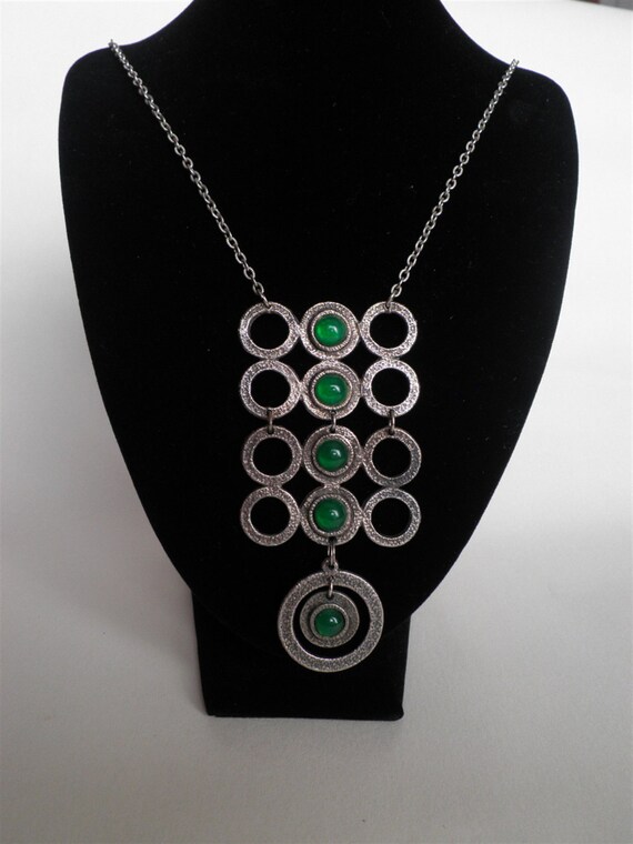 Pendant of 5 Jade Cabochons set in Pewter - St Patricks Day and beyond - Free Shipping