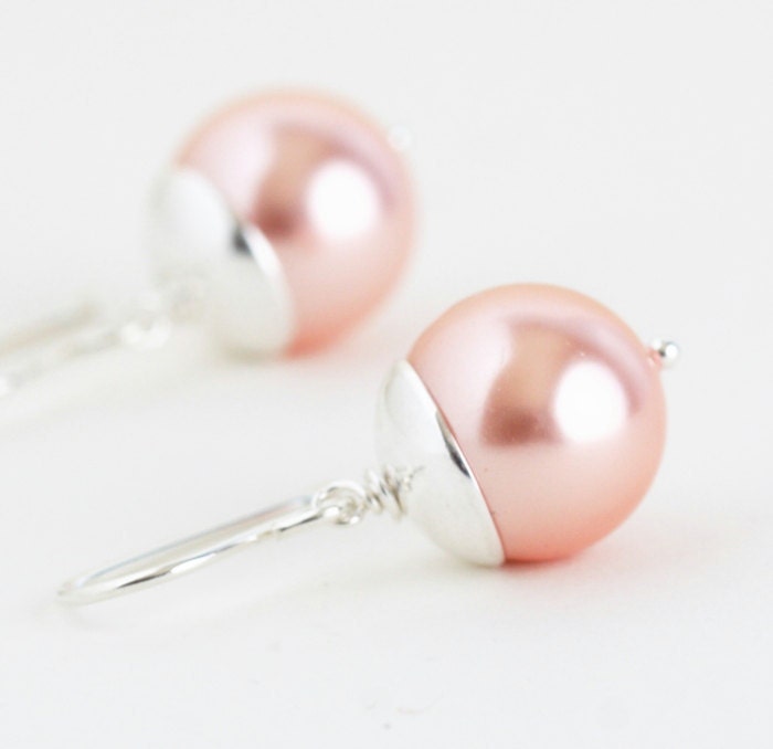 Earrings, Soft Pink and Sterling Silver Earrings - Stunning Simplicity