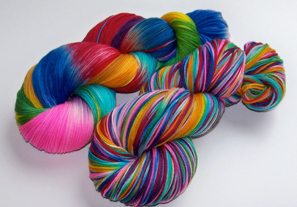 Hand Painted Ultra Merino Superwash Sock Yarn -- Let's Blow This Popsicle Stand