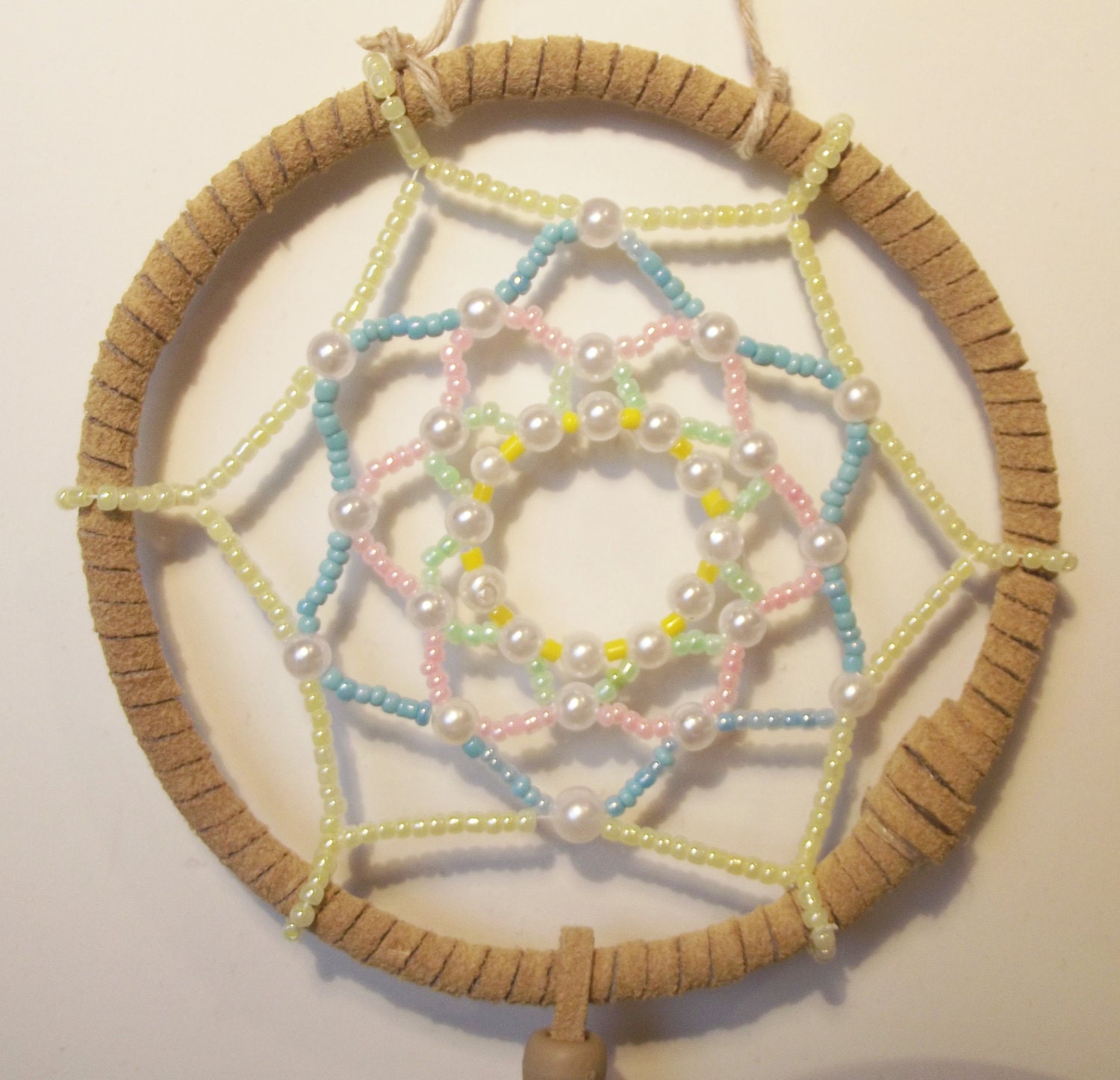 Beaded Dream Catcher Easter pale pastel color