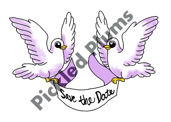 Wedding Doves Save the Date Clip Art
