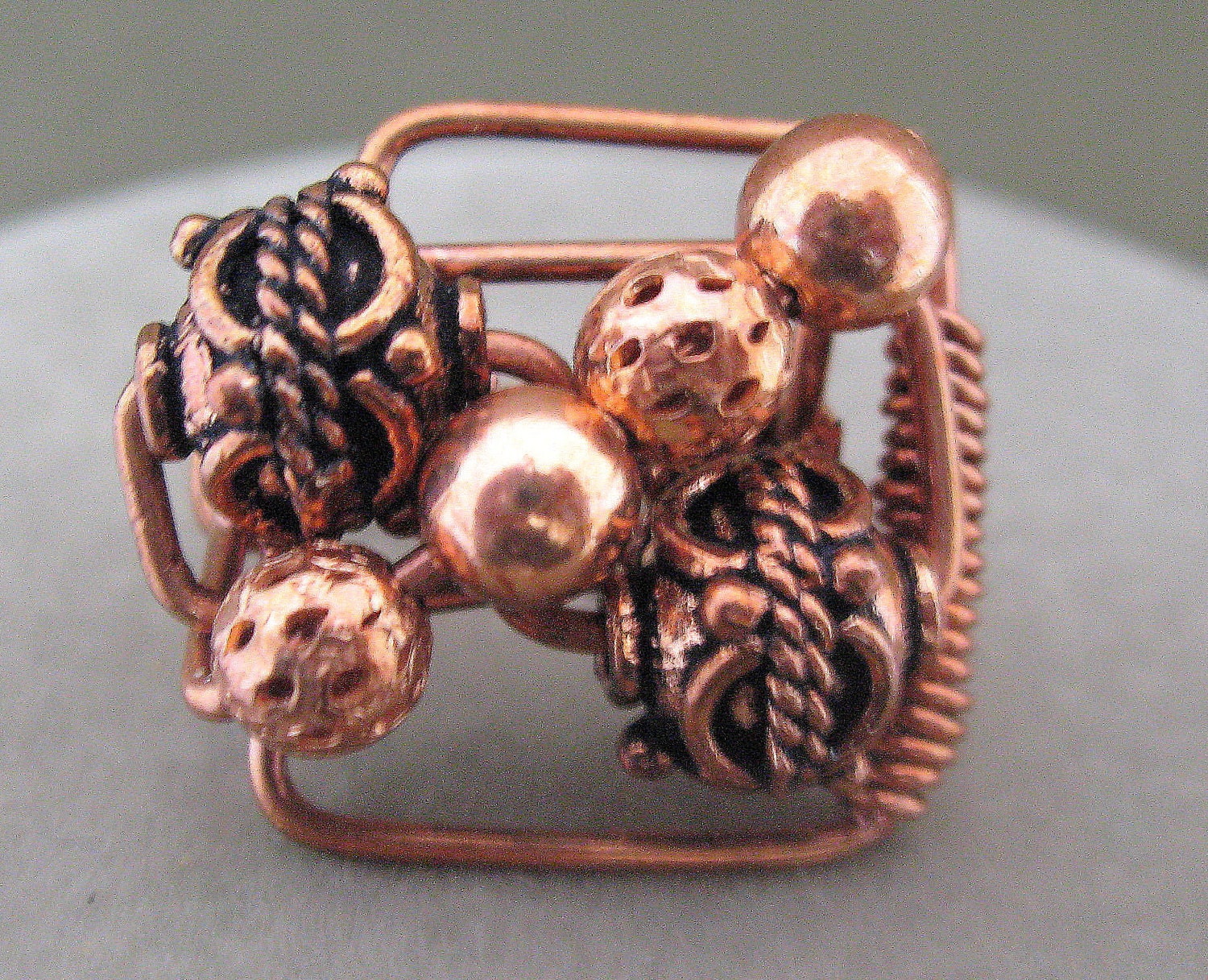Abstract Copper Ring Wire Wrapped Contemporary Metal Design