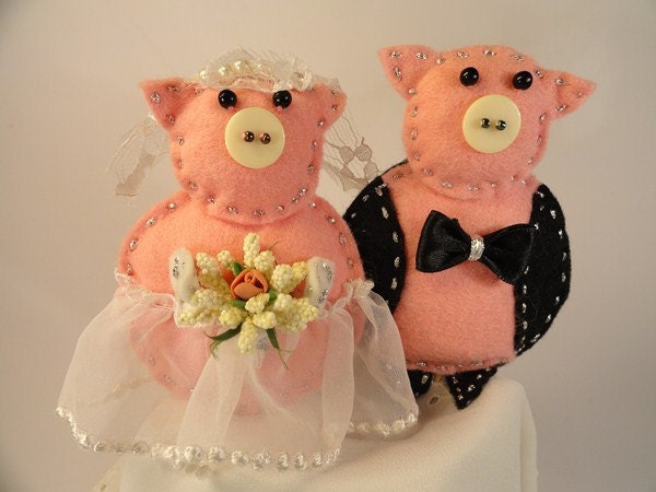 WEDDING Cake Topper Piggy Couple Bride Groom Custom Wedding Cake