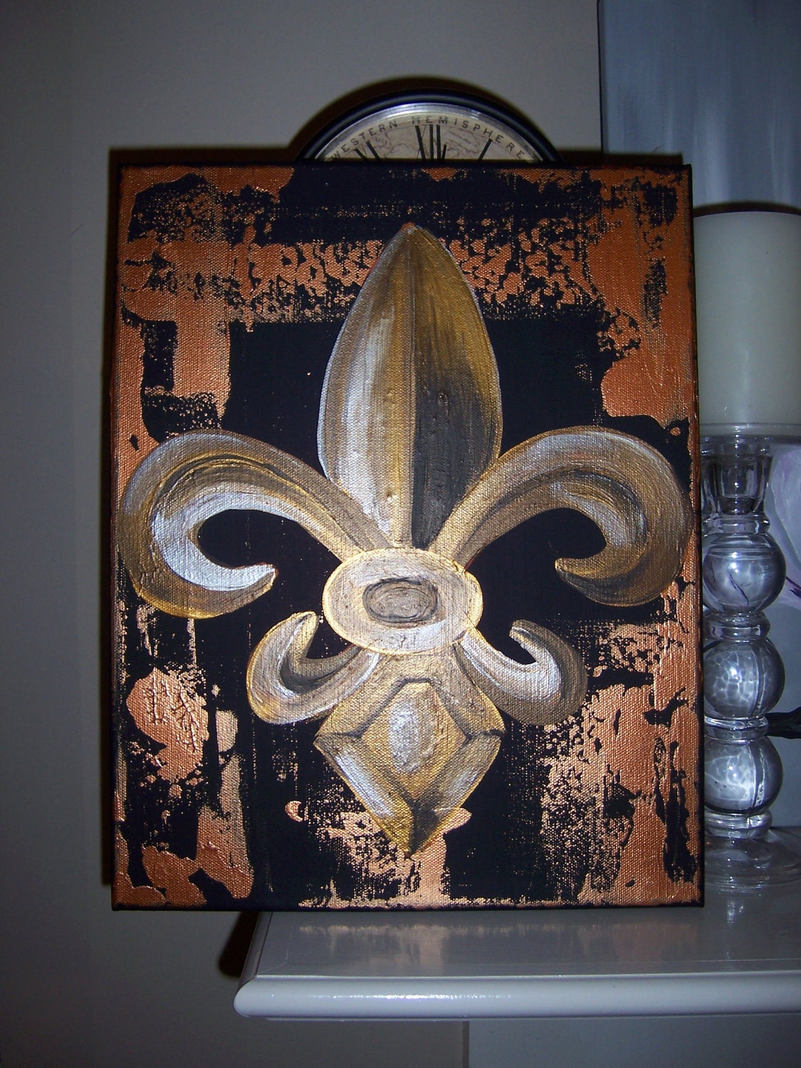 Bronze Fleur De Lis 11" x 14" ORIGINAL