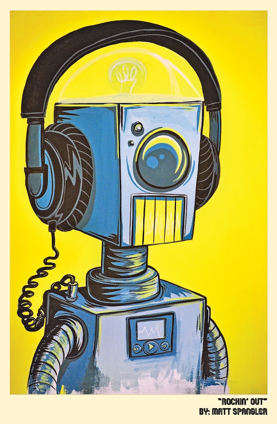 Rockin out, robot print