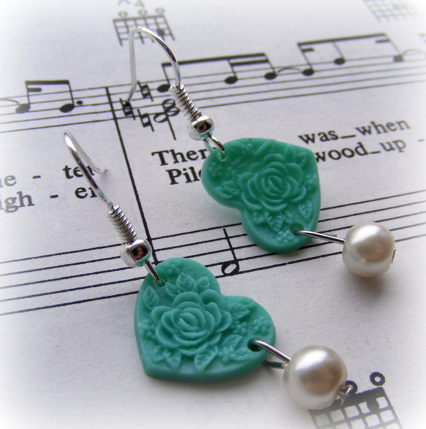 Earrings Vintage Rose Heart