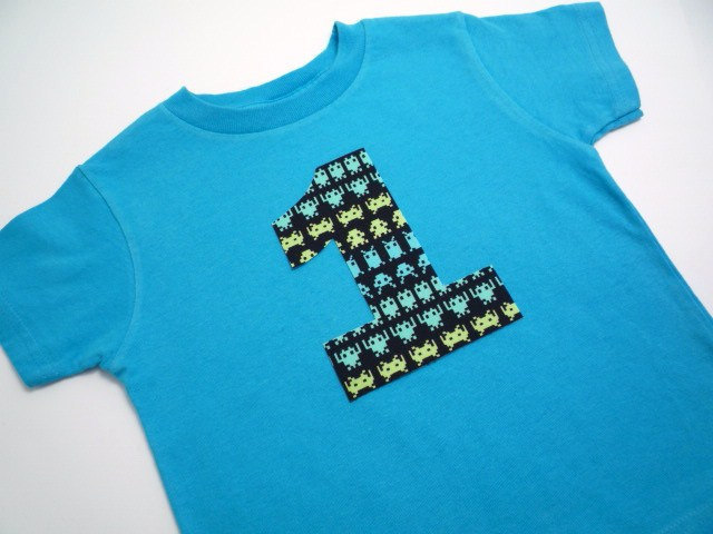 Lilikoi Lane Think Geek Space Invaders Birthday Shirt<br>You pick number, size & color