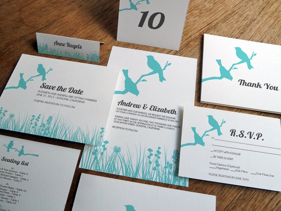 Printable Complete Wedding Invitation Kit Love Birds