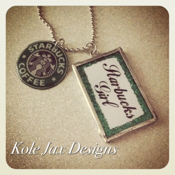 Starbucks Girl Upcycled Drink Can Pendant Necklace