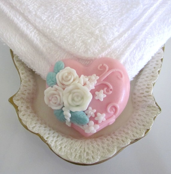 Heart Shaped Rose Goats Milk Soap with Floral Scent