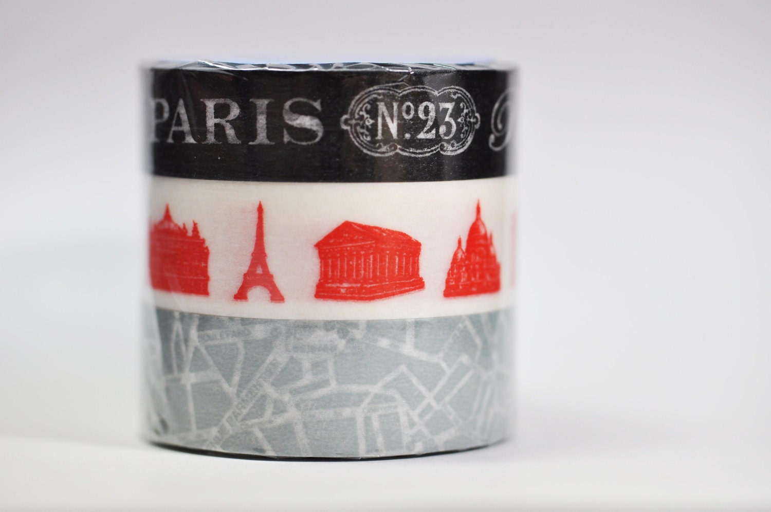 Paris Travel Washi Tape - Black and Grey