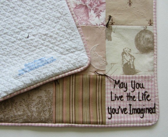 Heirloom Baby Girl Quilt  with Custom Embroidery by Dolce Dreams
