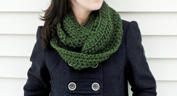 Crocheted Cowl Scarf in St. Patrick's Day Forest Green