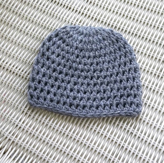 Crocheted Hat Newborn to 3 Months, Grey, Unisex , Soft
