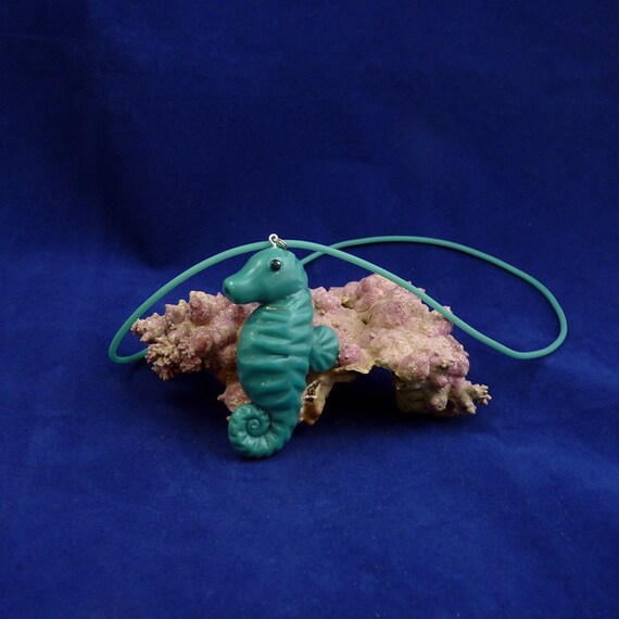 Tropical Seahorse Necklace - Handmade Polymer Clay Jewelry