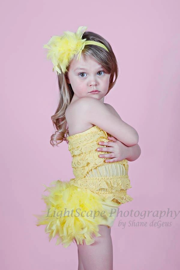 Easter Yellow Feather Bloomers Diaper Cover and Headband Set Fabulous Easter or Spring Photo Session Prop